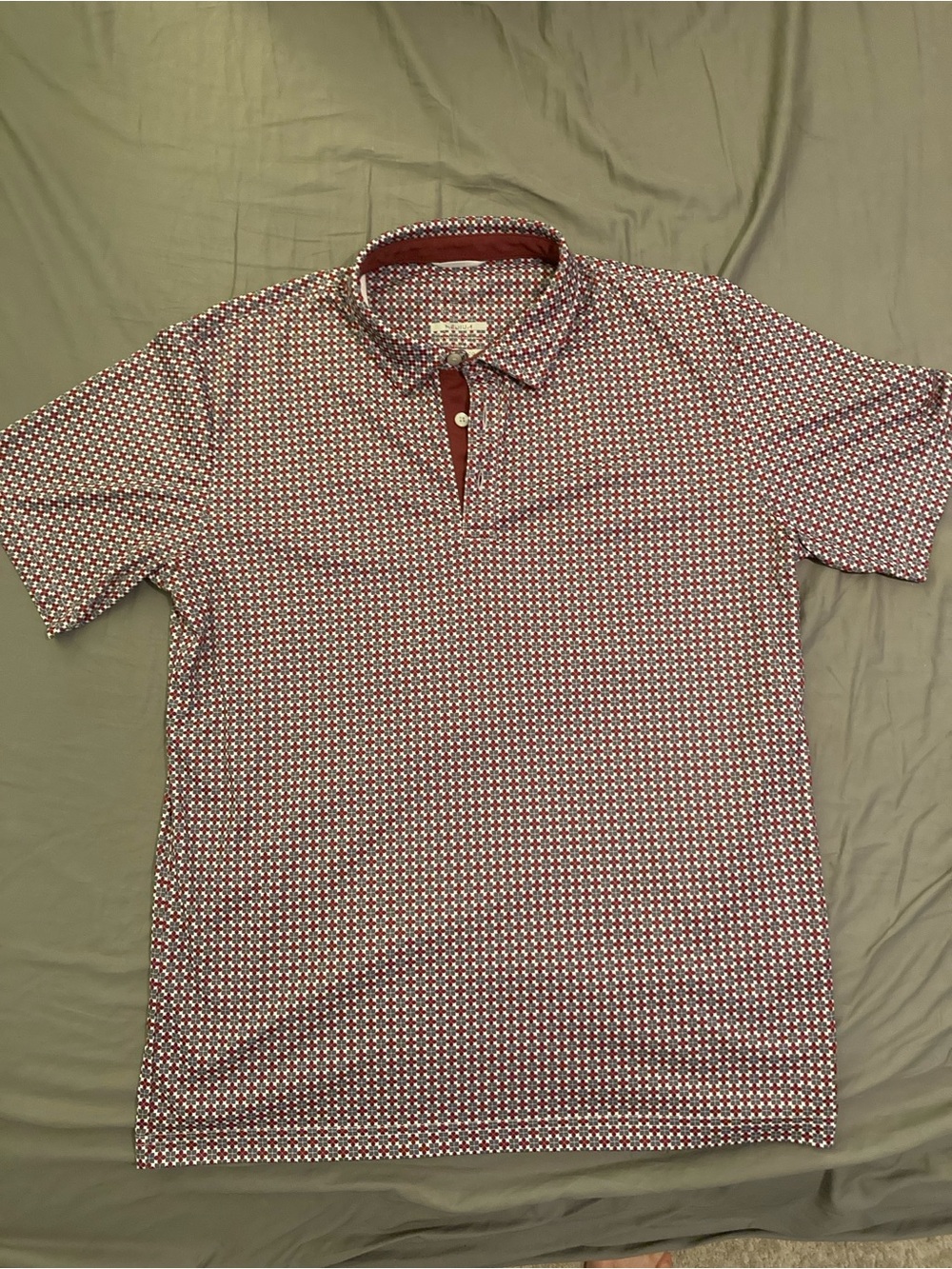 Men's Burgundy Geometric Short-Sleeve Polo